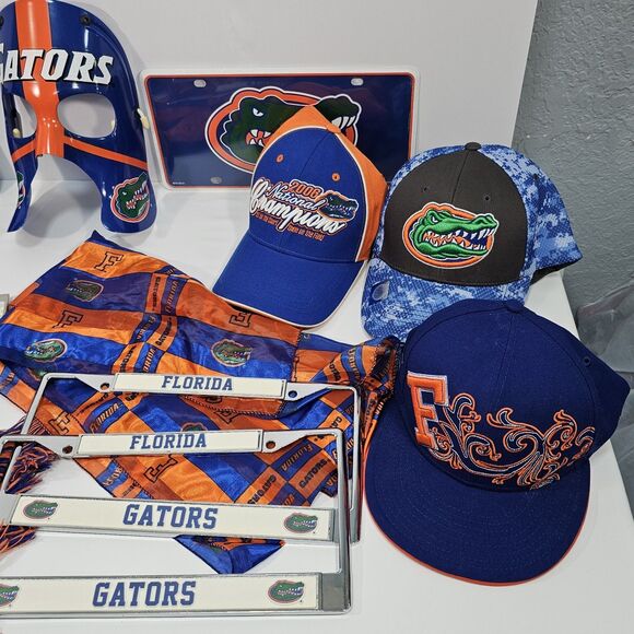 Florida Gators Fan Gear Lot Hats Plates Scarf Masks Frames Accessories - Picture 4 of 4